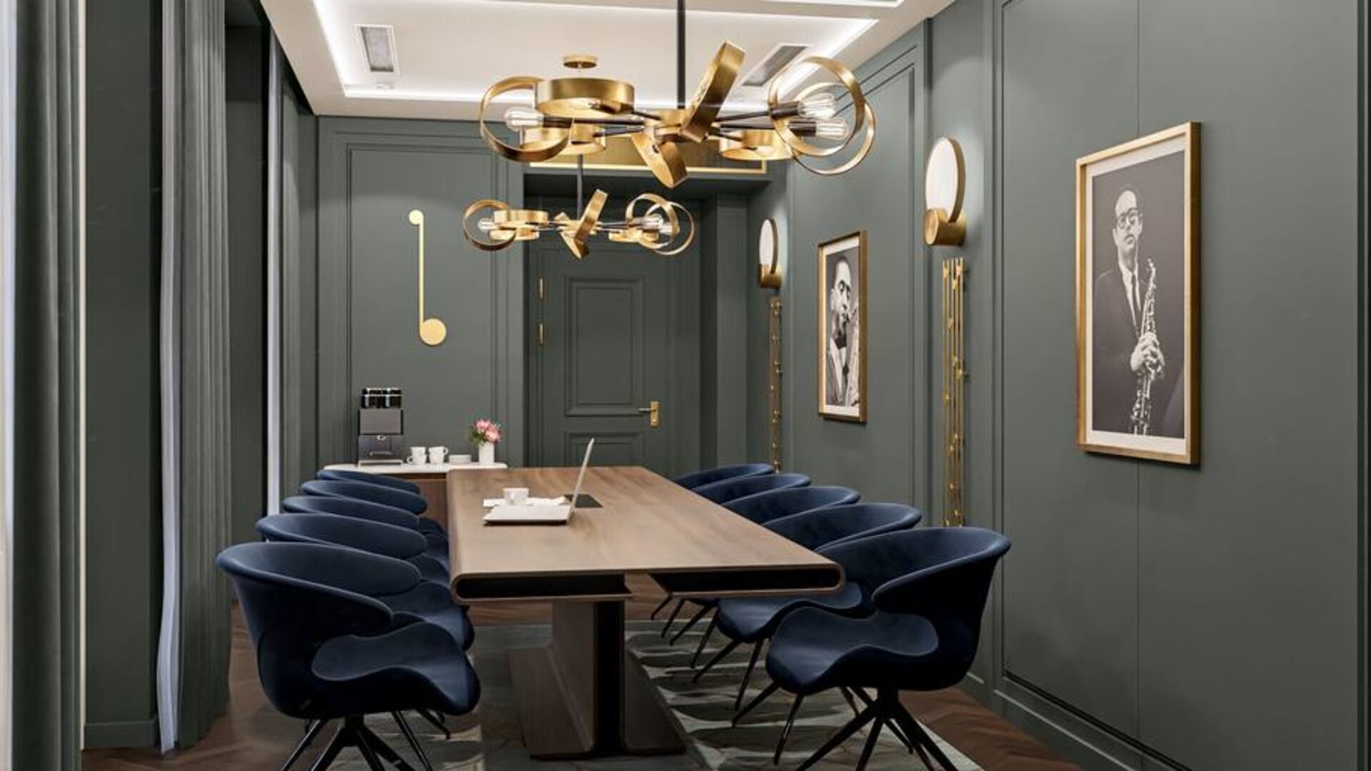 Boardroom with comfortable chairs at the Hotel Saski Krakow Curio Collection by Hilton.