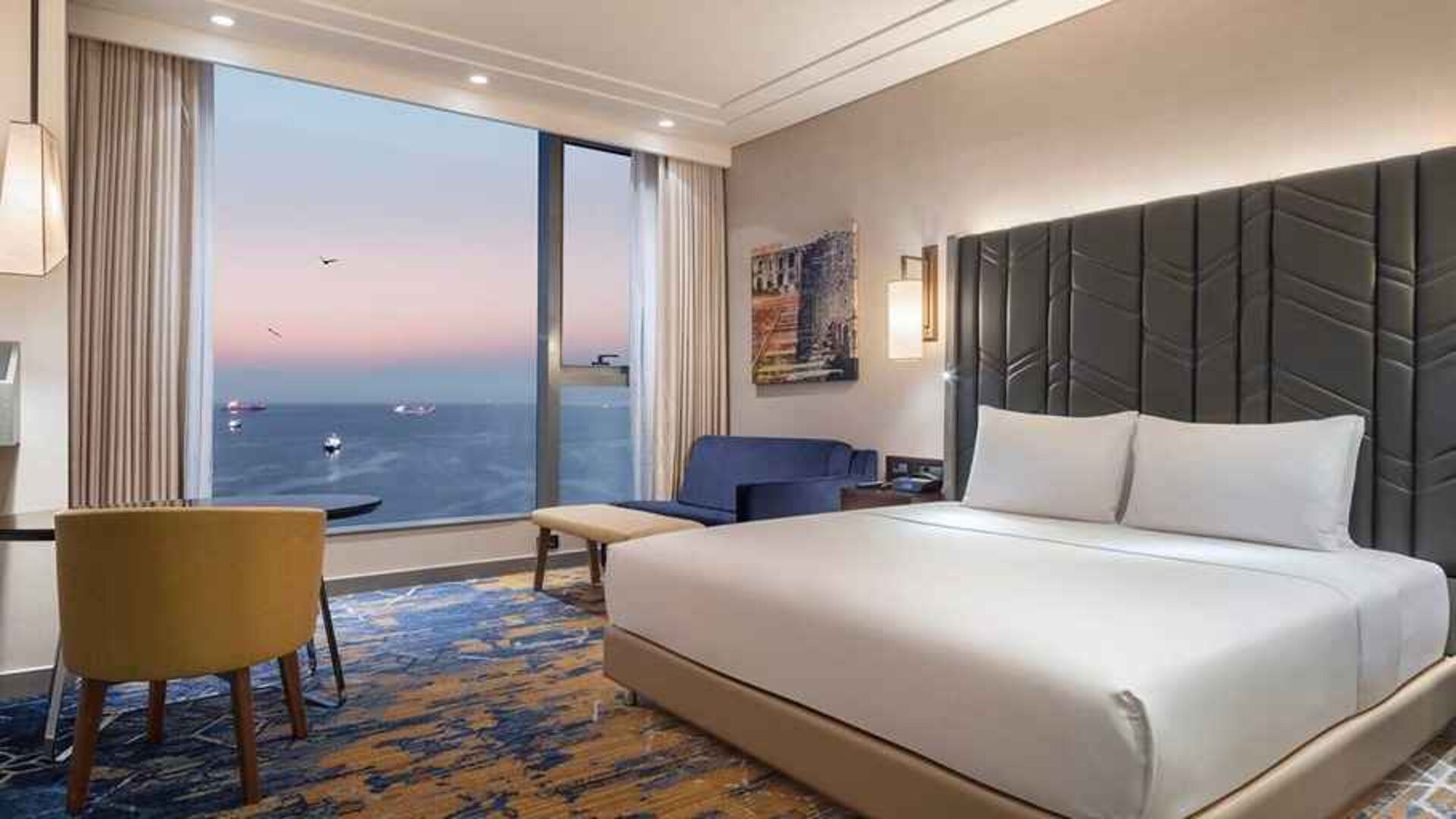 beautiful king room with ocean views at Hilton Istanbul Bakirkoy.