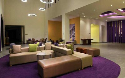 Lobby workspace perfect for co-working at the Hilton Garden Inn Monterrey Airport, Nuevo Leon, Mexico.