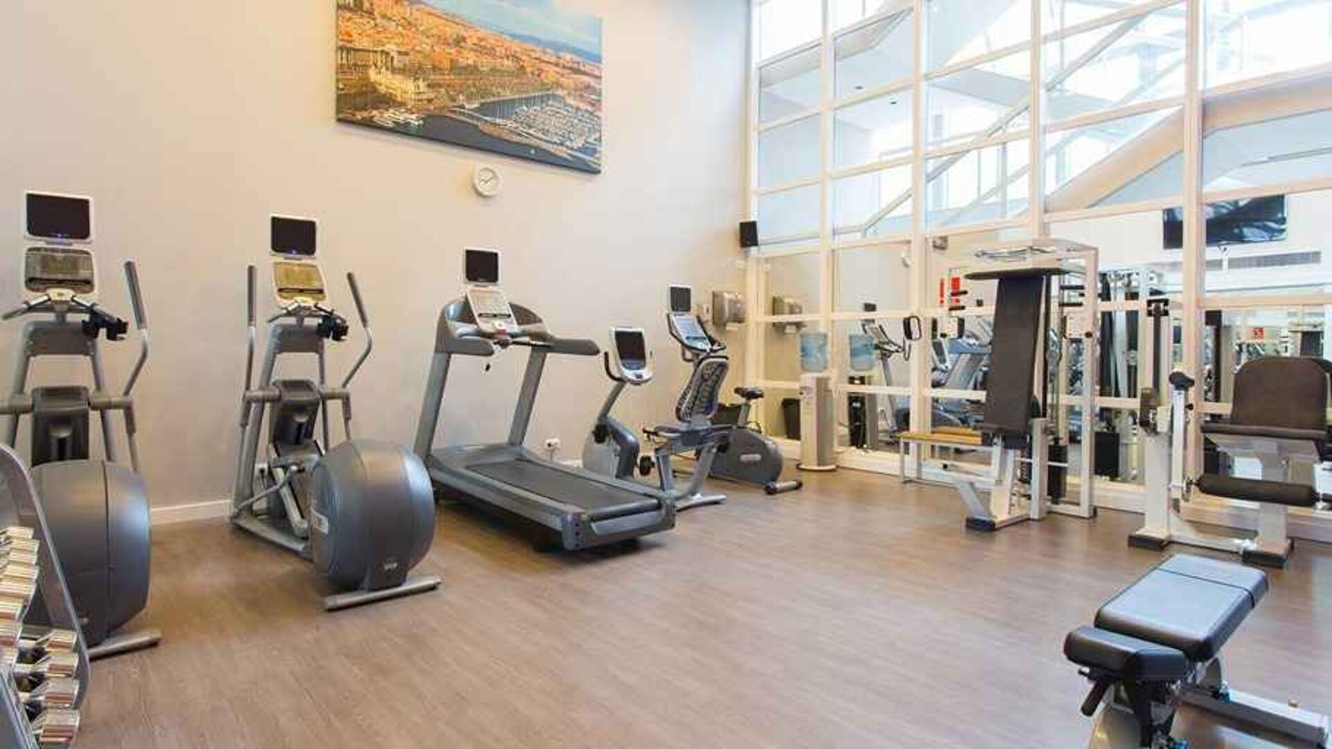 well equipped fitness center at Hilton Barcelona.