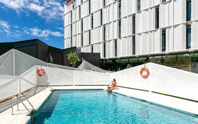lovely and large outdoor pool at Hampton by Hilton Alcobendas Madrid.