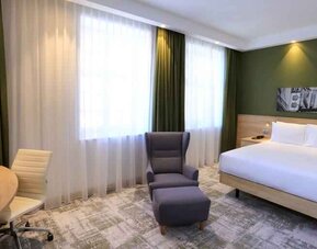 Hotel room with working station at the Hampton by Hilton Gdansk Old Town.