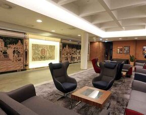 Comfortale lobby workspace at the Hampton by Hilton Gdansk Old Town.