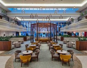 comfortable and spacious lobby and coworking space at Adana HiltonSA.