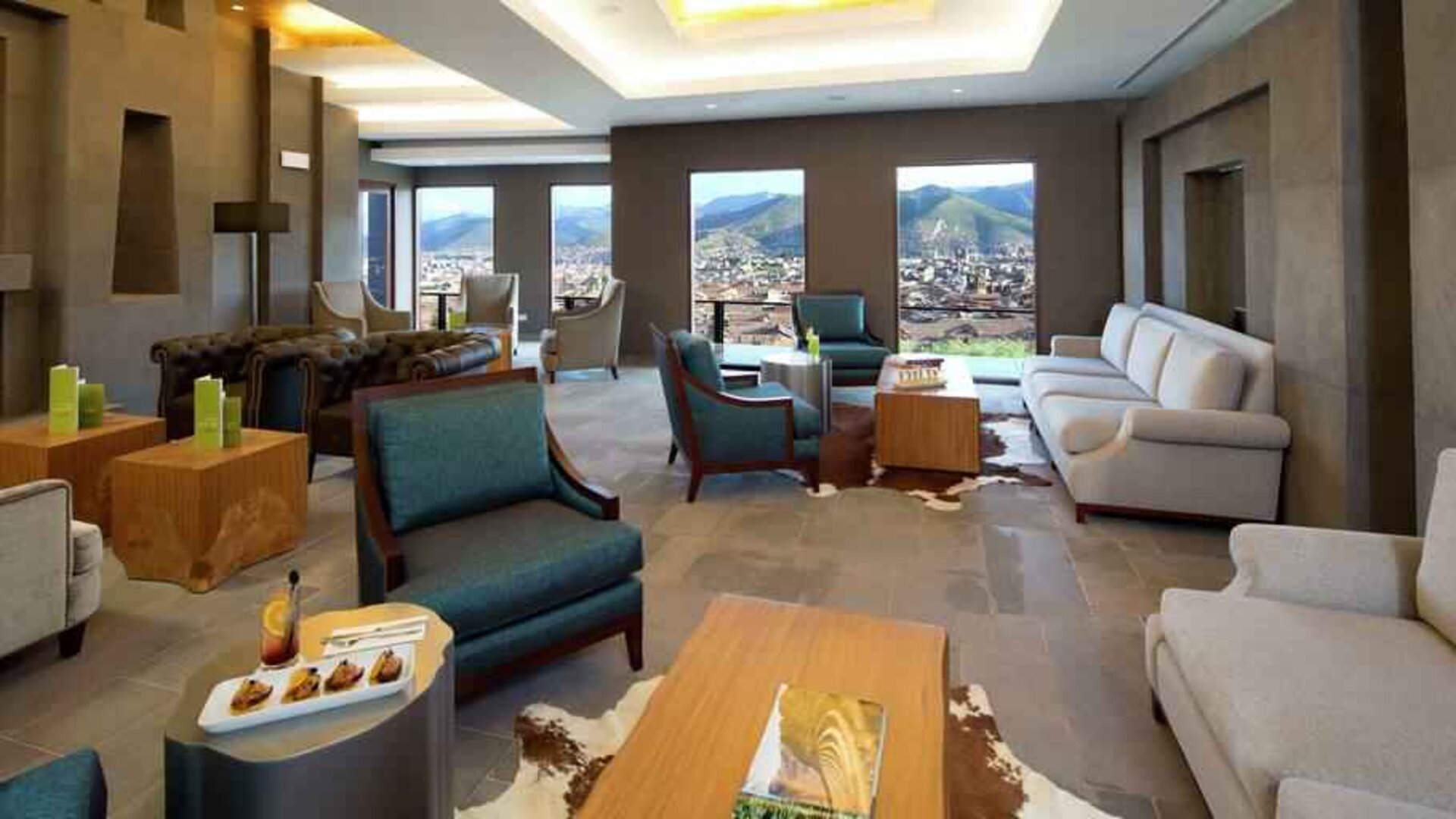 Lobby workspace at the Hilton Garden Inn Cusco, Peru.