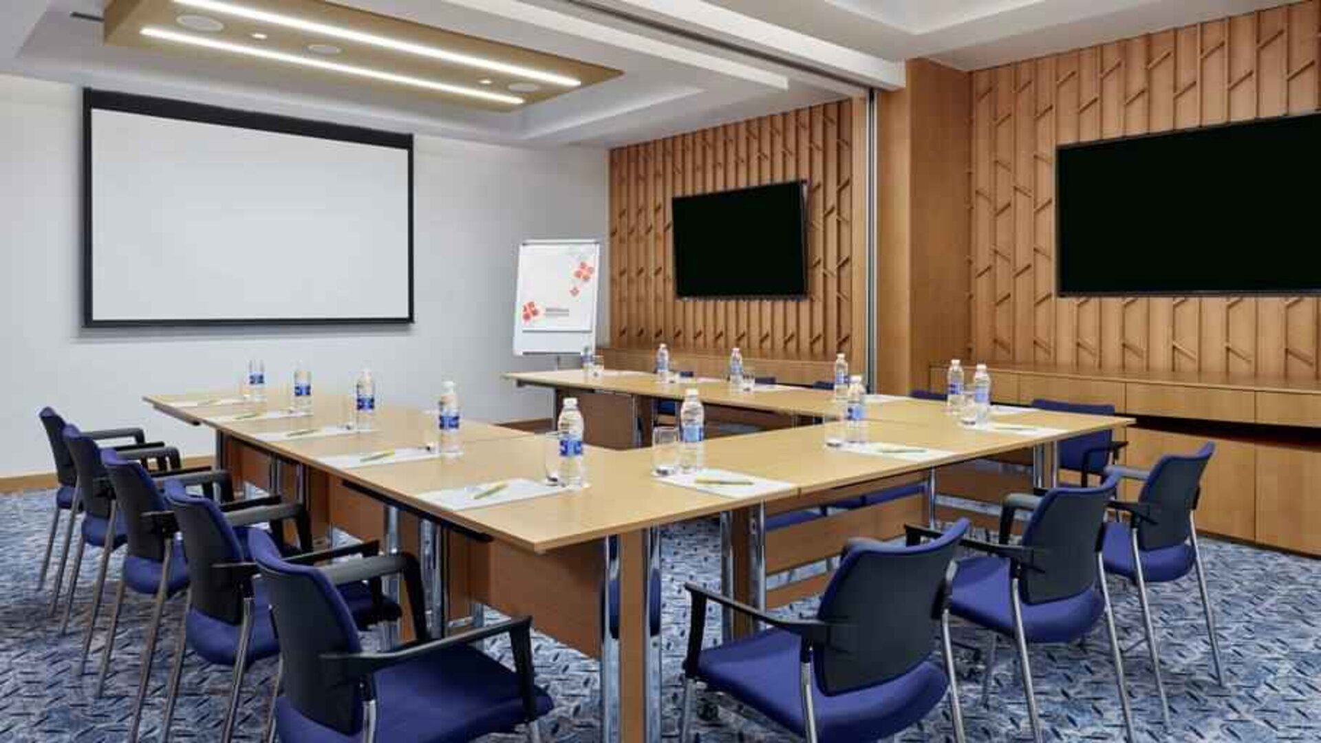 Meeting room with u shape table at the Hilton Garden Inn Muscat Al Khuwair.