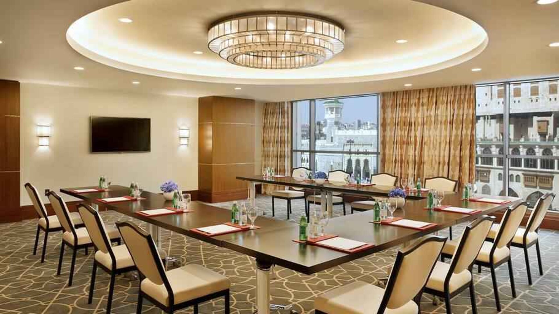 Meeting room with u shape table at the Conrad Makkah.