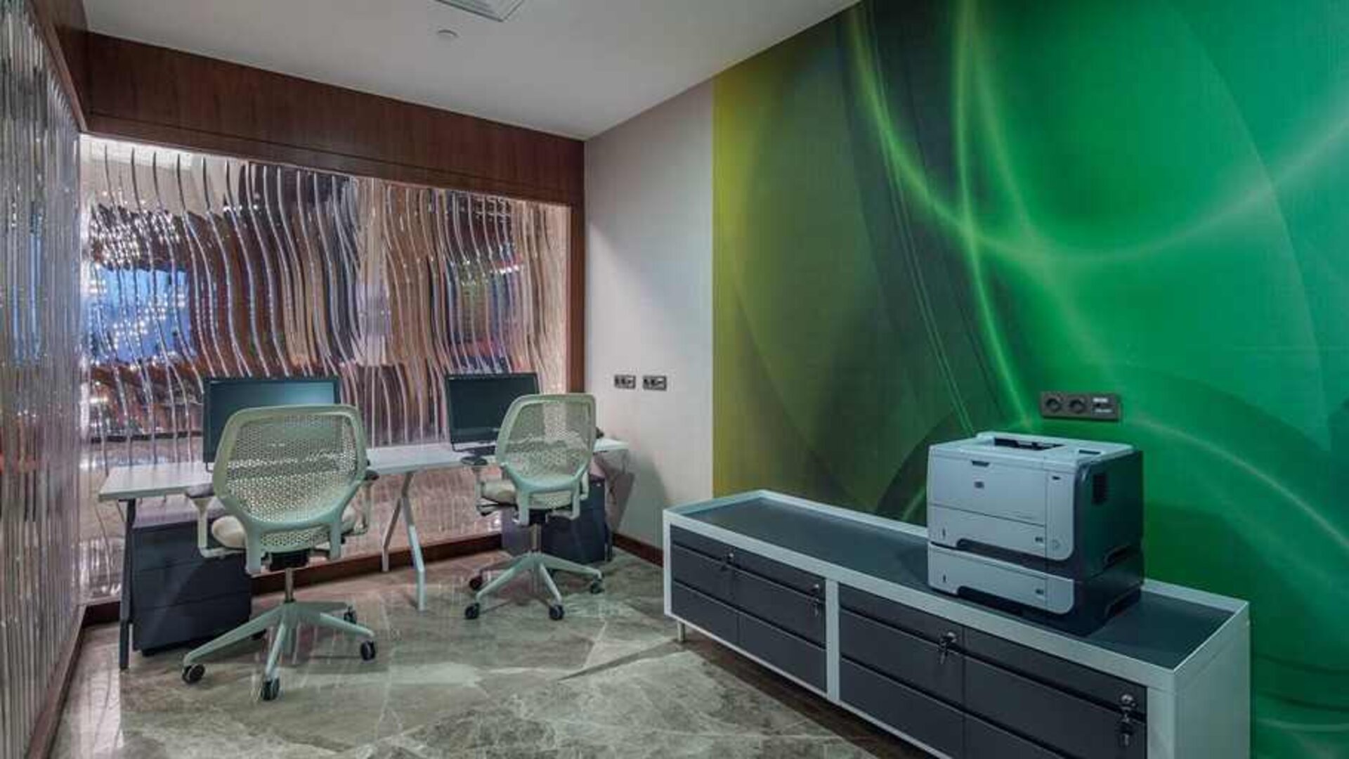 dedicated business center equipped with business desk, PC, internet, and printers at Hilton Garden Inn Istanbul Ataturk Airport.