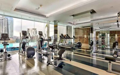 Fully equipped fitness center at the Hilton Sukhumvit Bangkok.