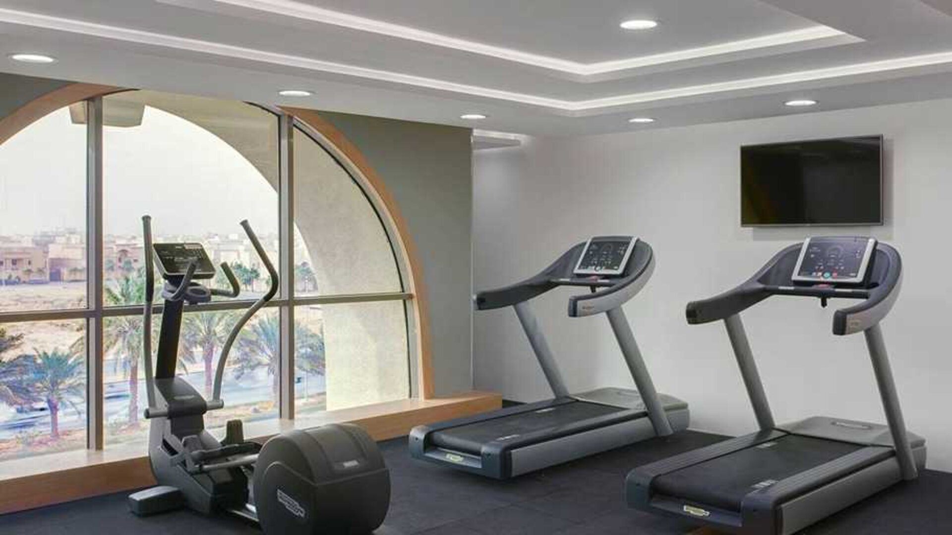 well equipped fitness center at DoubleTree by Hilton Riyadh - Al Muroj Business Gate.