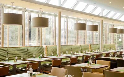 comfortable dining room ideal as a coworking space at DoubleTree by Hilton Luxembourg.