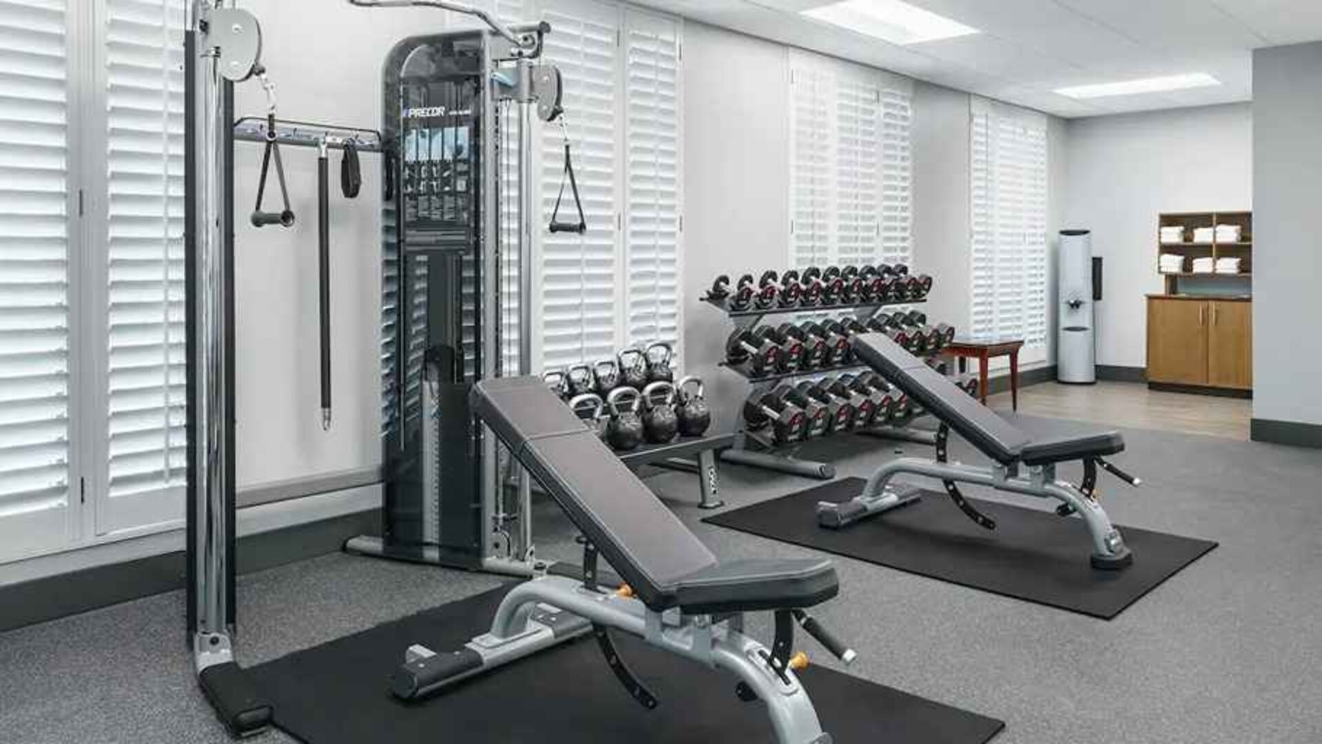 well-equipped fitness center at Hampton Inn & Suites Tampa-Ybor City/Downtown.