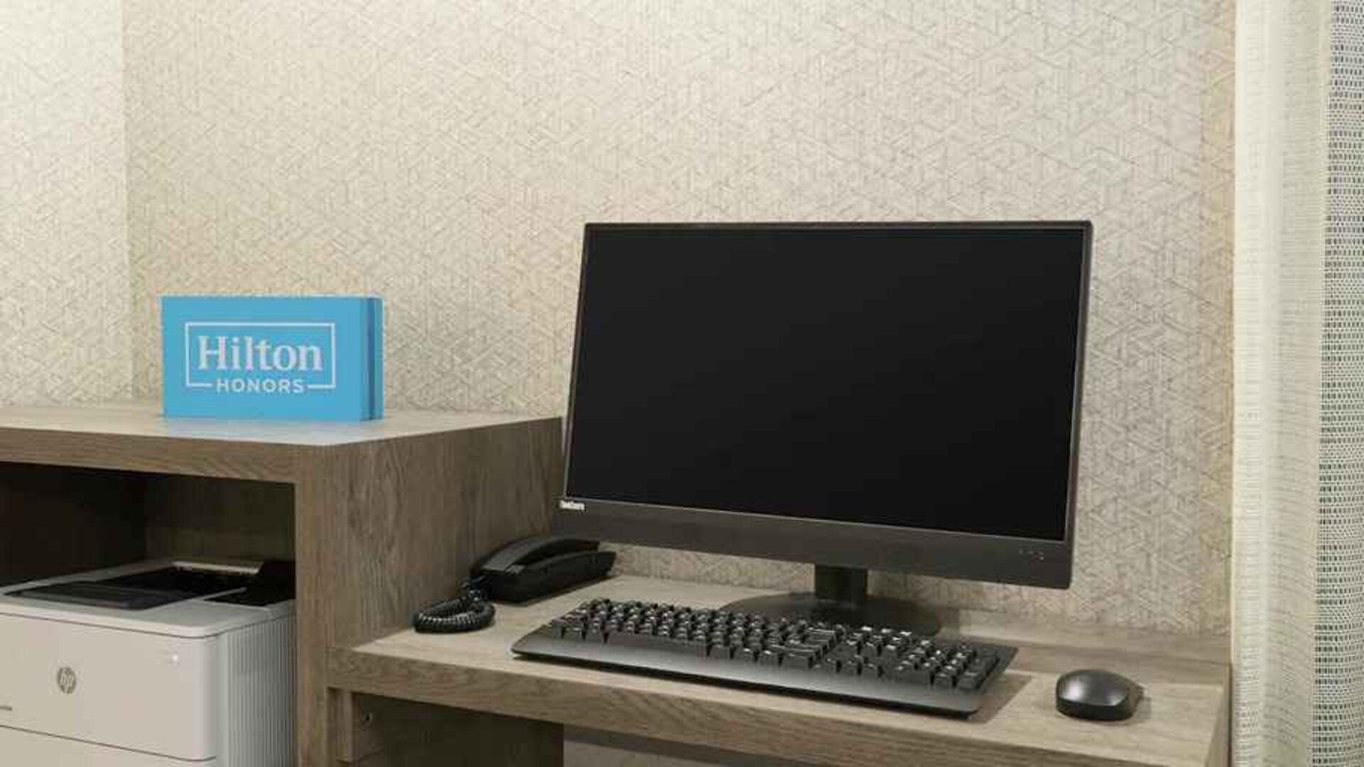 business center and work space with computer and printer at Hampton Inn & Suites Tampa-Ybor City/Downtown.