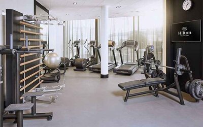 well equipped fitness center at Hilton Tallinn Park.