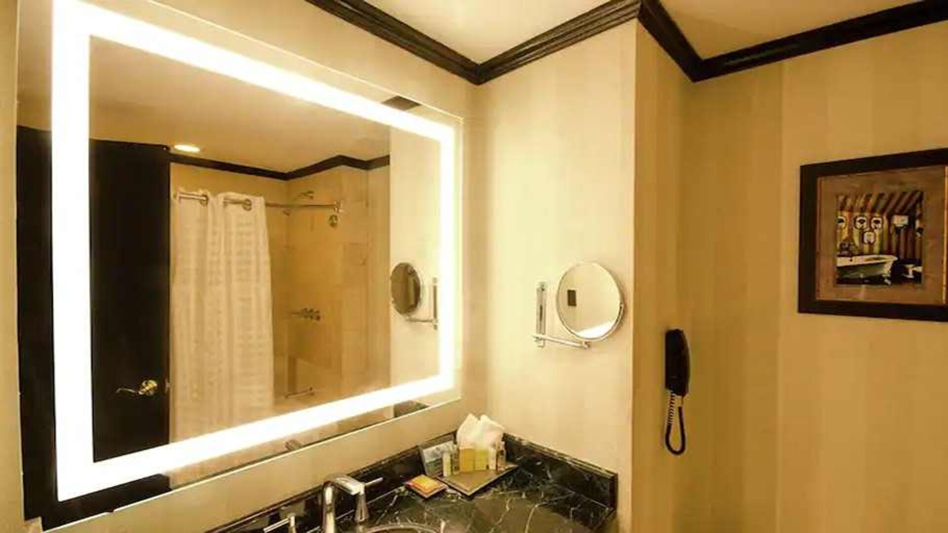 guest bathroom with shower at Hilton Princess San Pedro Sula.