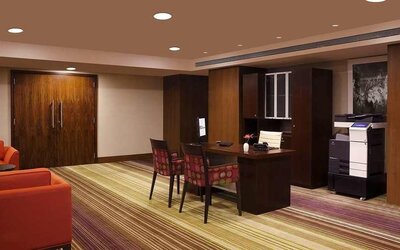 dedicated business center with PC, business desk, printer, and internet at Hilton Garden Inn Trivandrum.