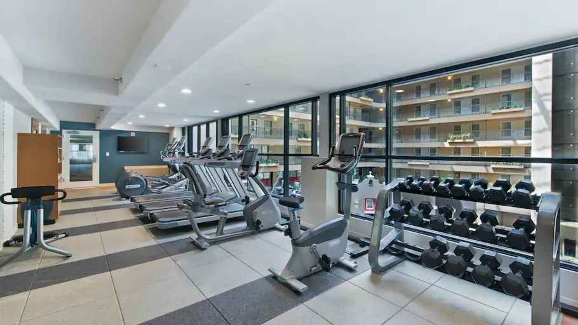Fitness center at the Embassy Suites by Hilton Los Angeles Downey.