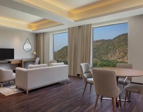 Living room perfect as workspace at the DoubleTree by Hilton Jaipur Amer.