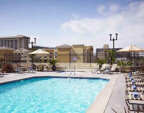 Outdoor pool area at the DoubleTree Suites by Hilton Anaheim Resort-Convention Center.