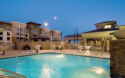 Outdoor pool area at the Hilton Garden Inn New Delhi/Saket.