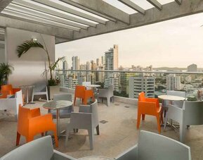 Outdoor terrace at the Hampton by Hilton Cartagena.