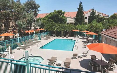 Outdoor pool area at the Hyatt House Pleasanton.