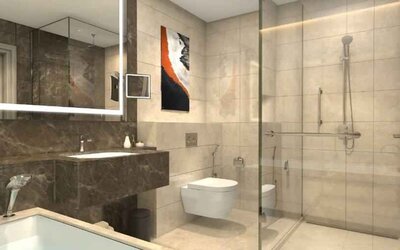 Guest bathroom at the Hilton Kinshasa.