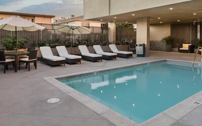Outdoor pool at Hampton Inn & Suites Los Angeles/ Hollywood.