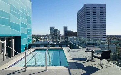 Outdoor pool on the rooftop of AC Hotel By Marriott Beverly Hills.