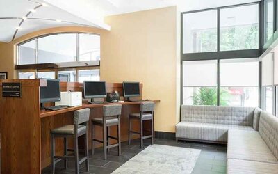 dedicated business center with printers, internet, and work desks at Hampton Inn Philadelphia Center City-Convention Center.
