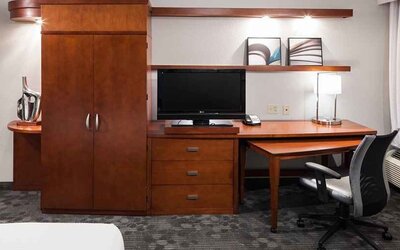 In-room workspace at Courtyard Miami Dolphin Mall.