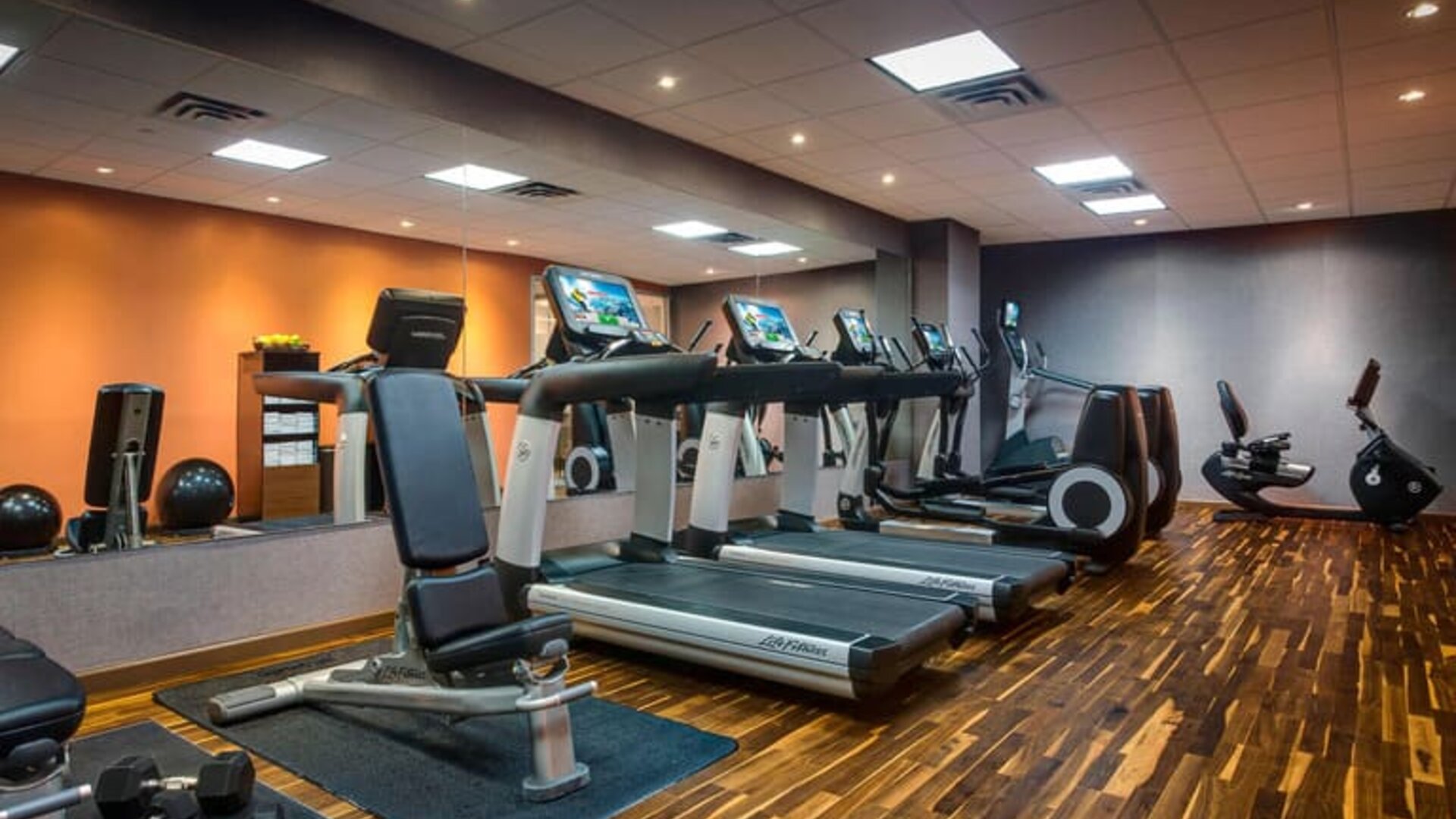 Well equipped fitness center at Courtyard By Marriott New York JFK Airport.