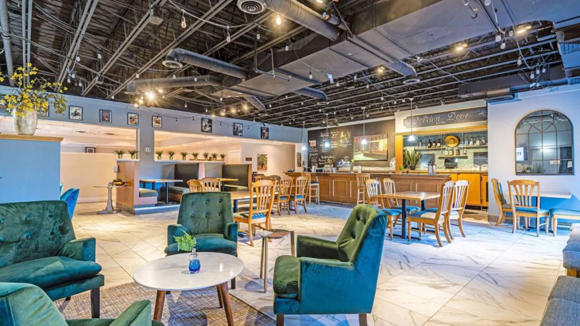 The Hidden Gem Restaurant offers on-site dining, and has small tables and hard floors.