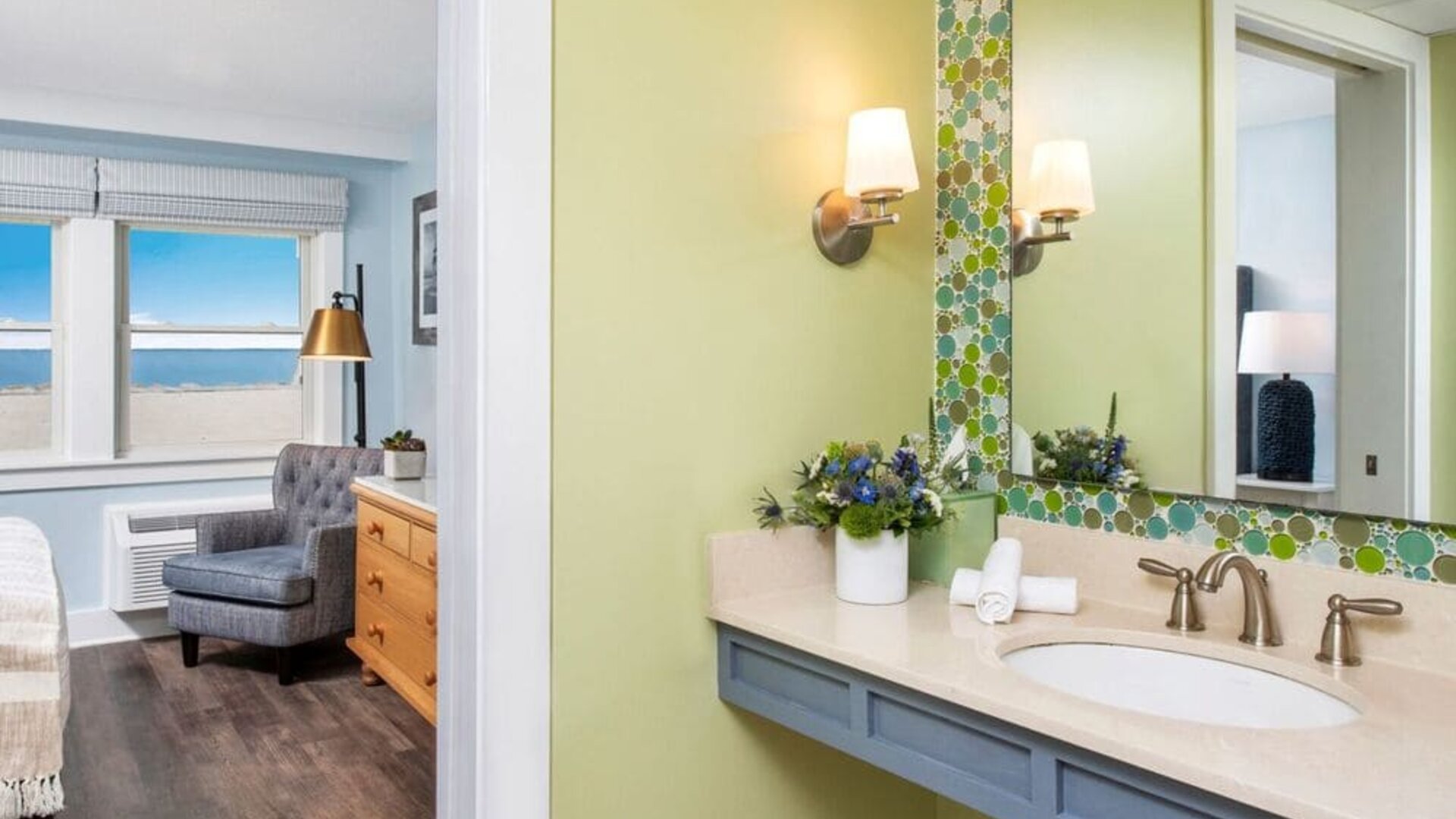 Luxurious king room with private bathroom at Sea Crest Beach Hotel.