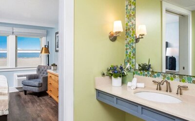 Luxurious king room with private bathroom at Sea Crest Beach Hotel.