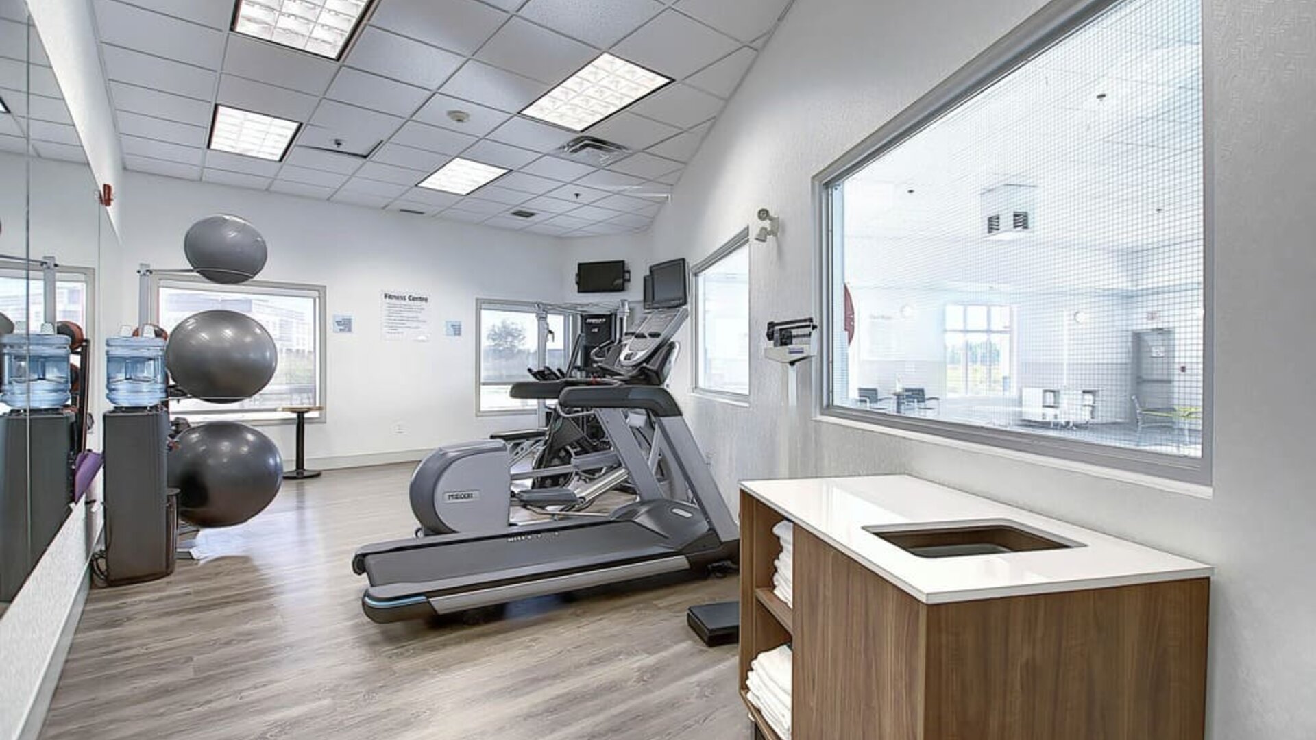 Well equipped fitness center at Holiday Inn Express & Suites Airport-Calgary.