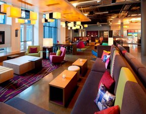 Lobby and coworking lounge at Aloft SFO.