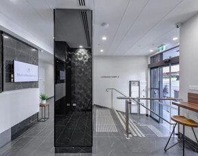 Lobby and coworking space at Hotel Kith.