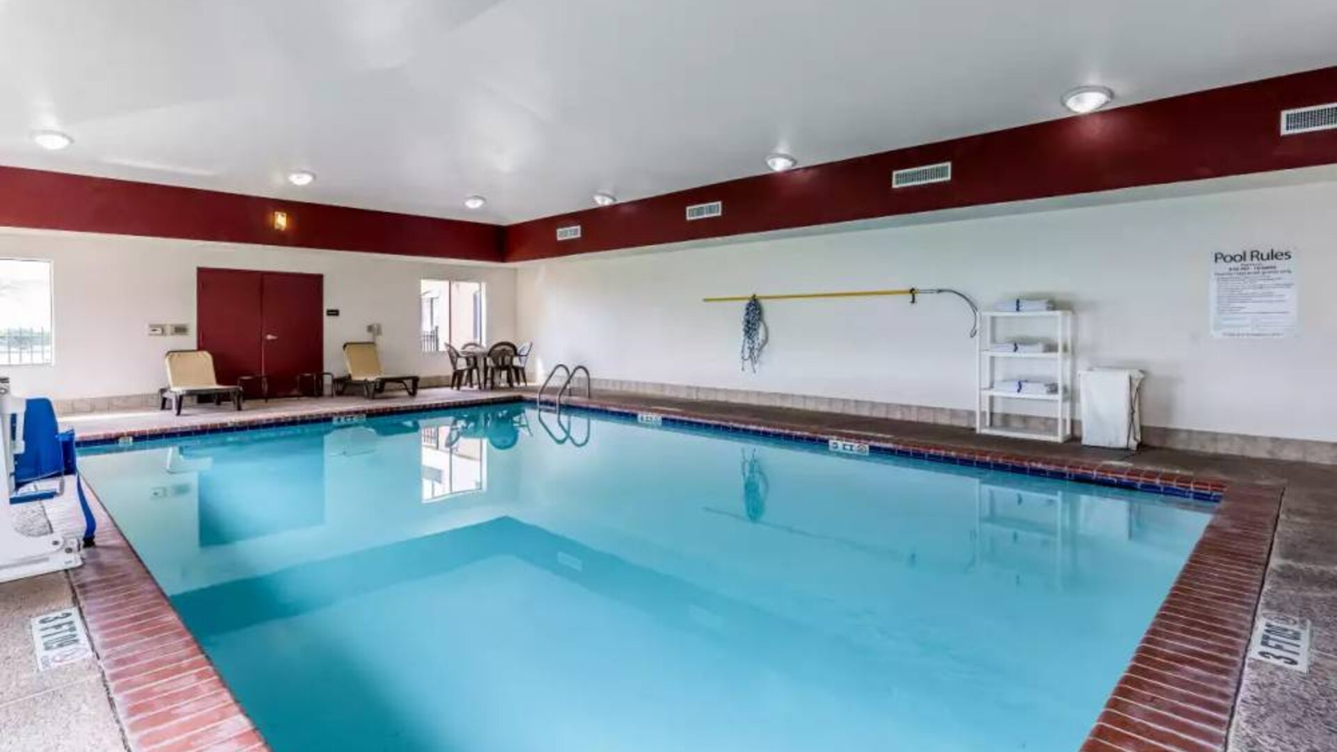 Refreshing indoor pool at Sleep Inn & Suites Stafford - Sugar Land.