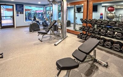 Well equipped fitness center at Hampton Inn Vallejo.