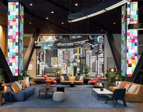 Lobby and coworking lounge at M Social Hotel Times Square.