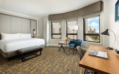 Spacious king room with natural light at Stanford Court San Francisco.