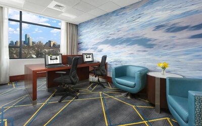 Dedicated business center with PC, internet, printers, and business desk at Courtyard Boston Cambridge.