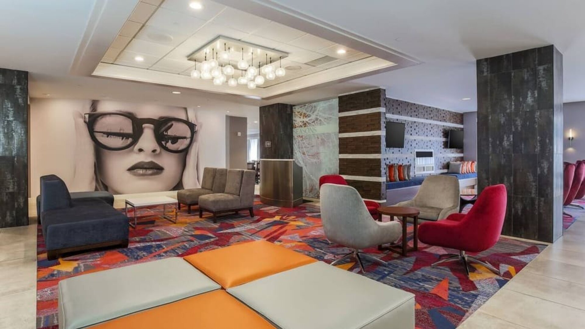 Lounge and coworking space at DoubleTree Atlanta Airport.