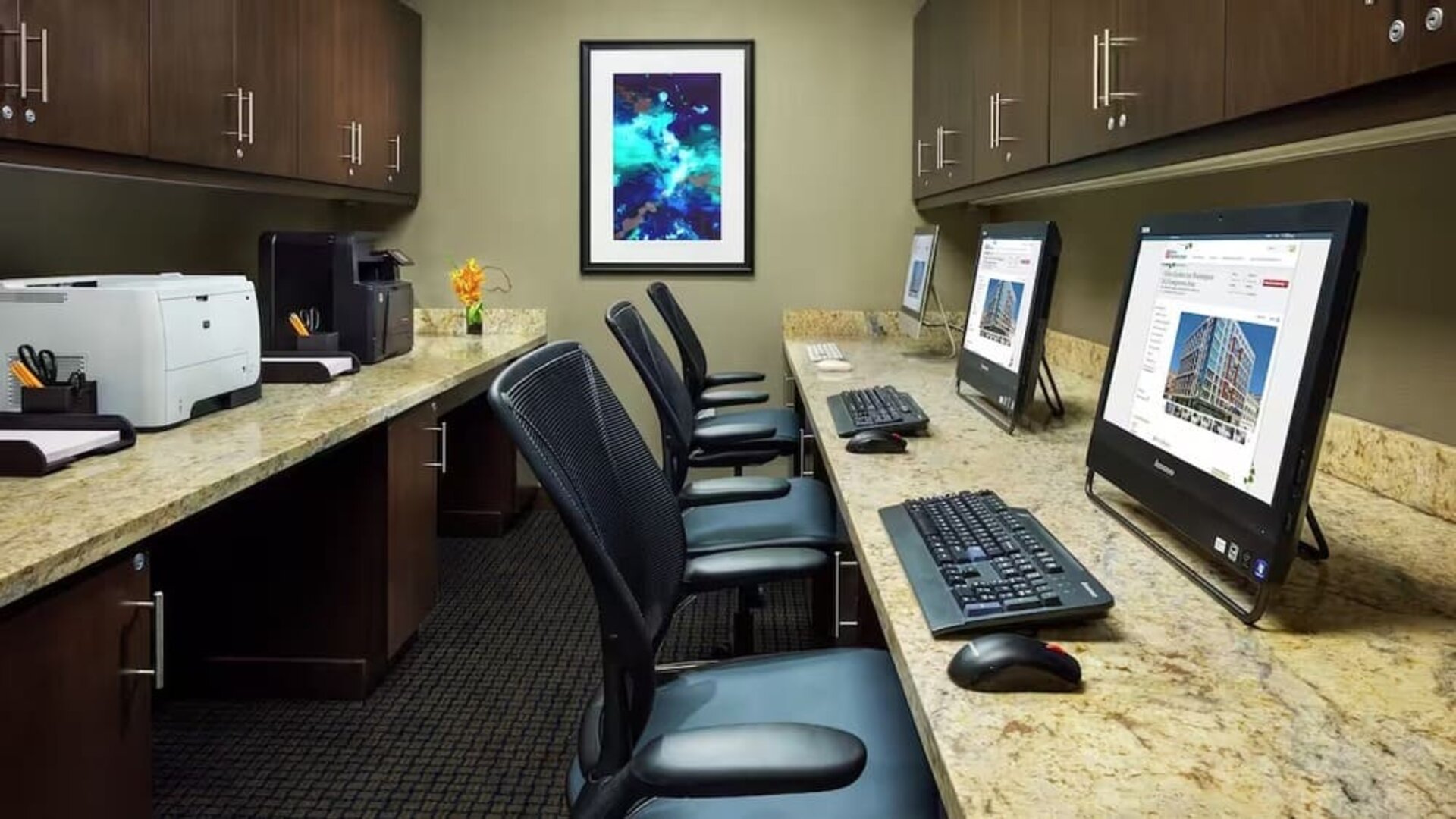 Business center with PC, internet, and printers at Hilton Garden Inn Washington DC / Georgetown Area.
