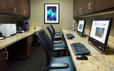 Business center with PC, internet, and printers at Hilton Garden Inn Washington DC / Georgetown Area.