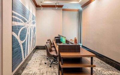 Business center with PC and internet at Courtyard By Marriott Boston Brookline.