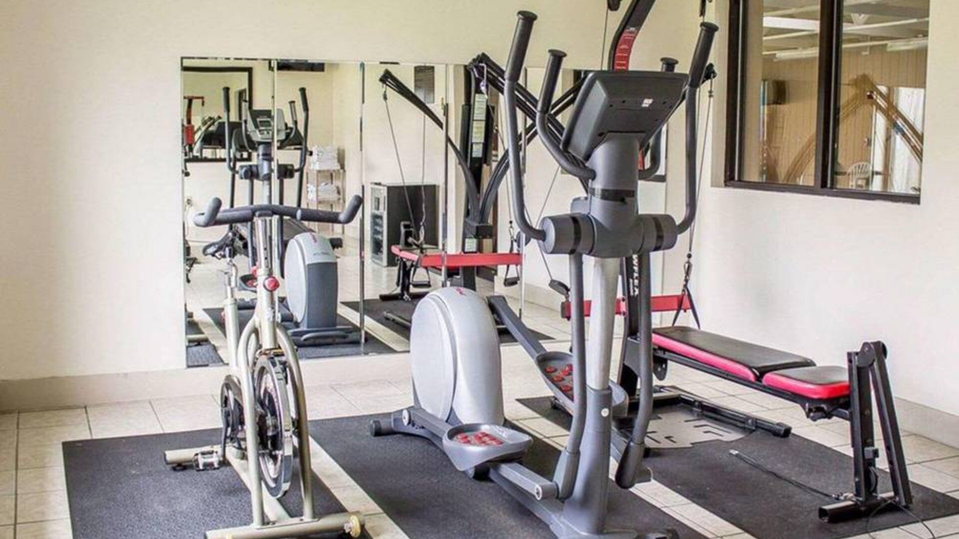 Fitness center available at Norwood Inn Statefare Grounds.