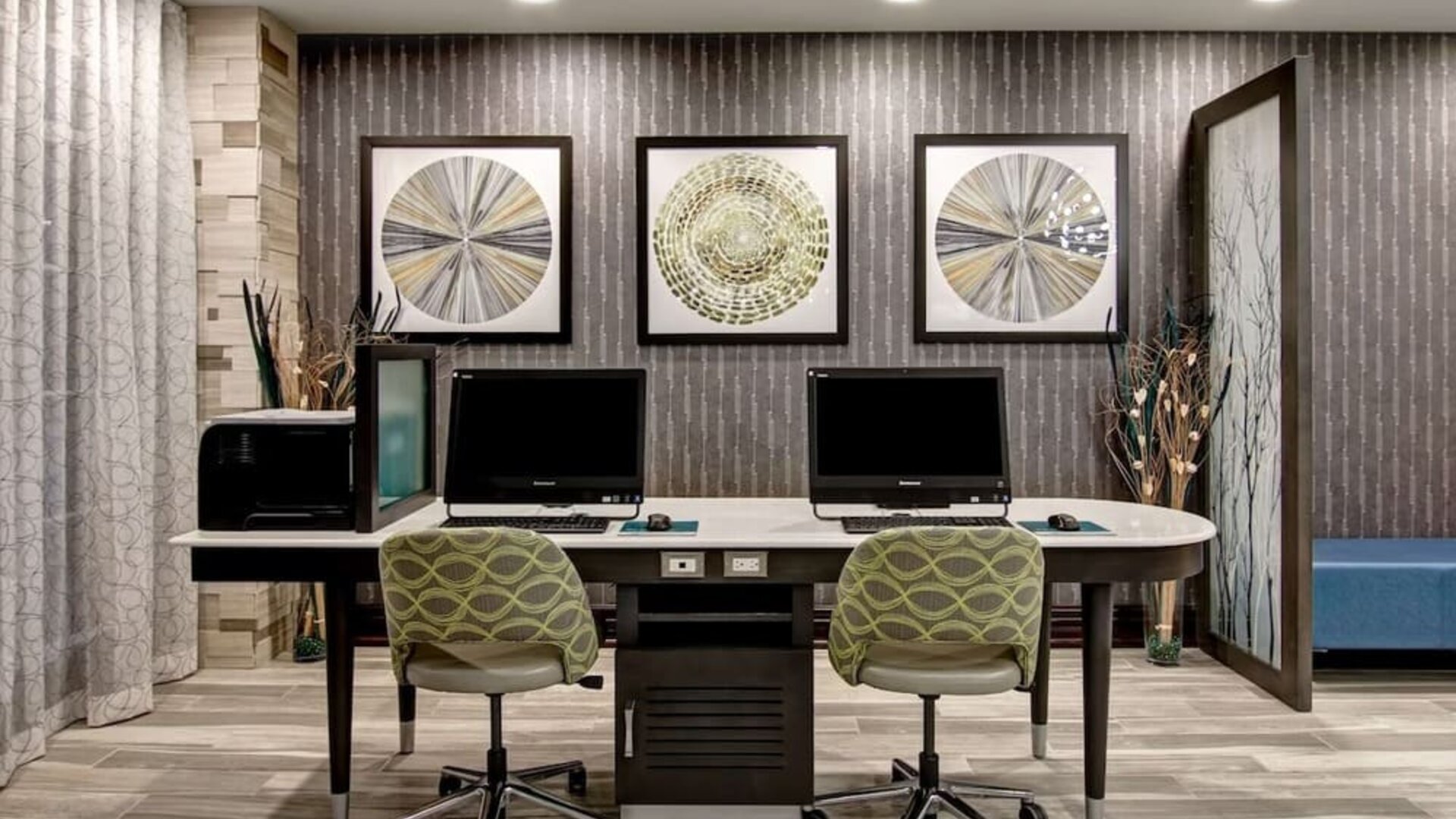 Business center with PC, internet, and printer at Homewood Suites By Hilton Burlington.