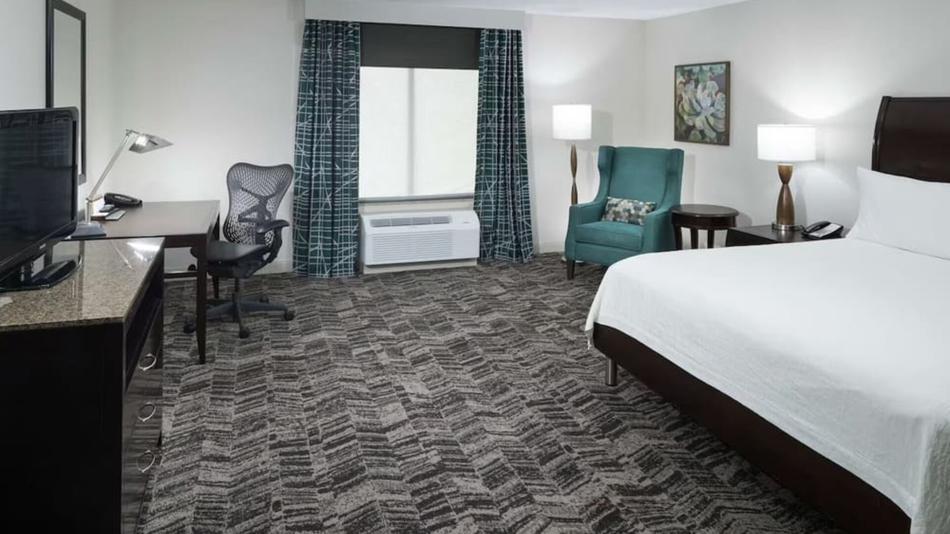 King bed with natural light at Hilton Garden Inn Dothan.